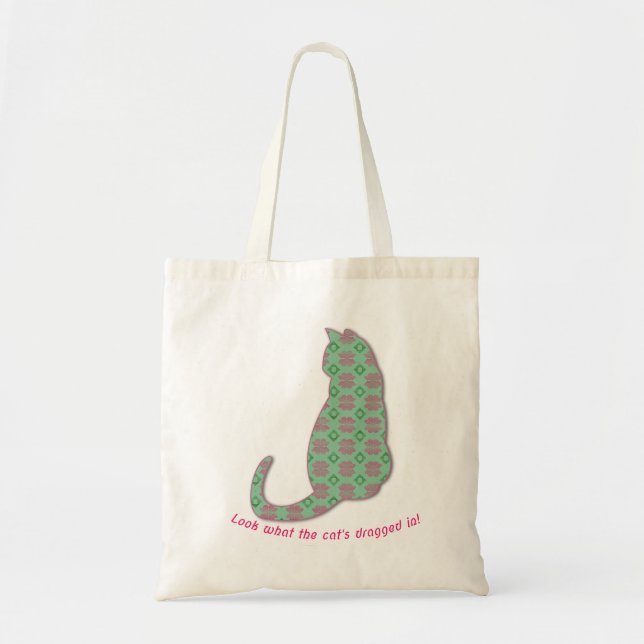 Sashiko cat, 刺し子風猫 tote bag (Front)