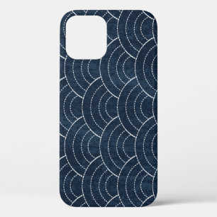 Sashiko Embroidery: Indigo Japanese Pattern. iPhone 12 Case