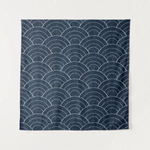 Sashiko Embroidery: Indigo Japanese Pattern. Tapestry