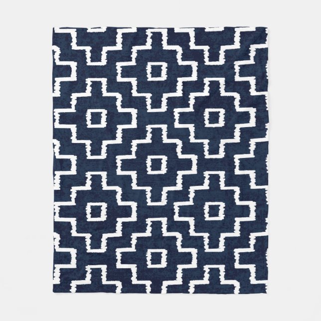 Sashiko Pattern: Traditional Japanese Embroidery Fleece Blanket (Front)