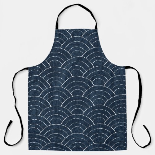 Sashiko seamless indigo dye pattern with tradition apron