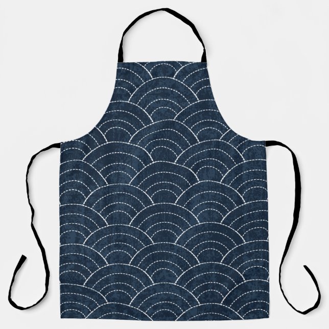 Sashiko seamless indigo dye pattern with tradition apron (Front)