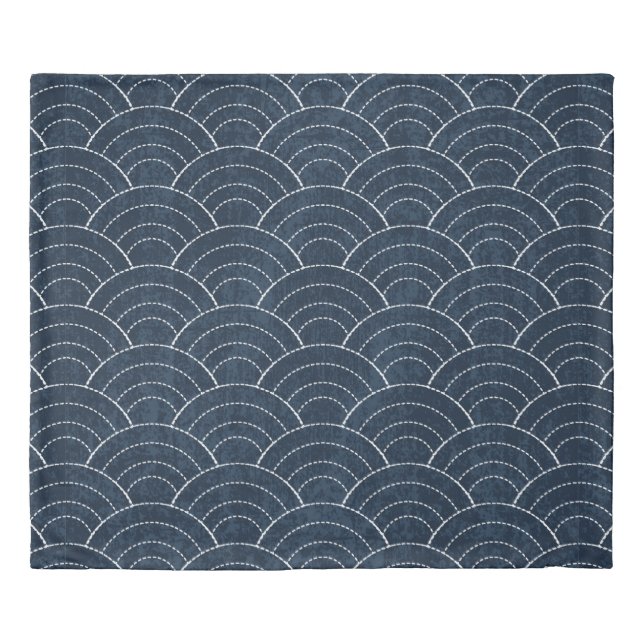 Sashiko seamless indigo dye pattern with tradition duvet cover (Front)