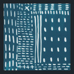 Sashiko Stitches Faux Canvas Print<br><div class="desc">Sashiko Stitches III by Chariklia Zarris. Features lines and shapes against a contrasting blue background.</div>