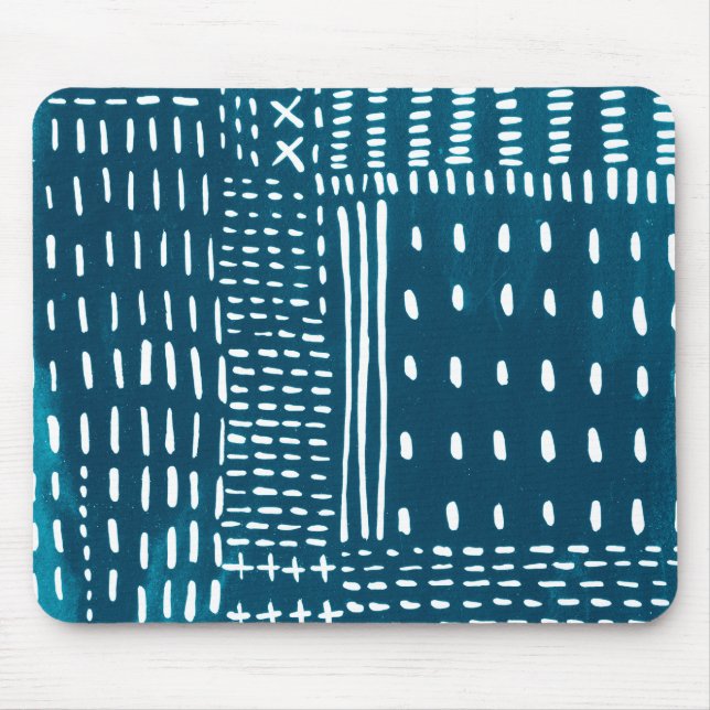 Sashiko Stitches Mouse Pad (Front)