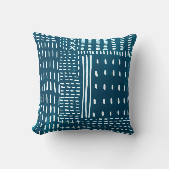 Sashiko Stitches Throw Pillow (Front)