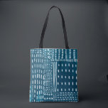 Sashiko Stitches Tote Bag<br><div class="desc">Sashiko Stitches III by Chariklia Zarris. Features lines and shapes against a contrasting blue background.</div>