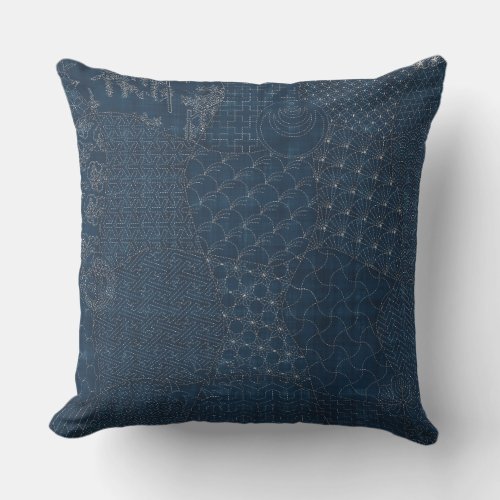 Sashiko_style embroidery Design _ Throw Pillow