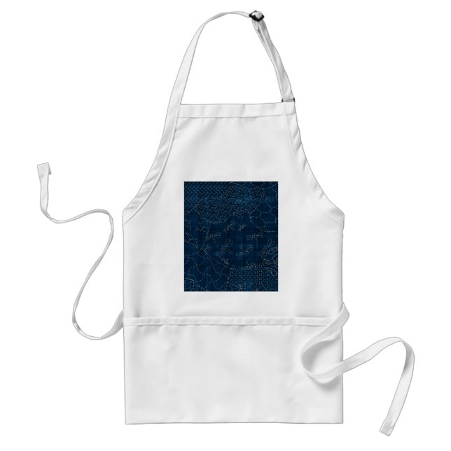 Sashiko-style embroidery imitation adult apron (Front)
