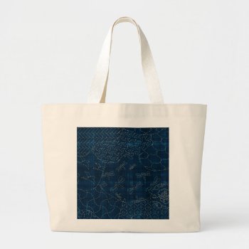 Sashiko-style Embroidery Imitation Large Tote Bag by BonniePhantasm at Zazzle