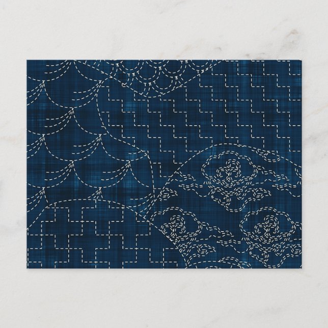 Sashiko-style embroidery imitation postcard (Front)