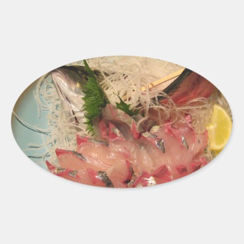 Sashimi 刺身  Japanese Food Oval Sticker