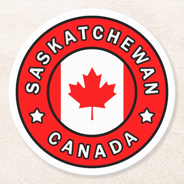 Saskatchewan Canada Round Paper Coaster (Front)
