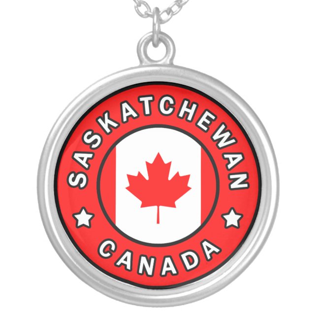 Saskatchewan Canada Silver Plated Necklace (Front)