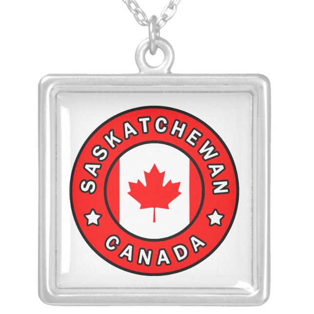 Saskatchewan Canada Silver Plated Necklace (Front)