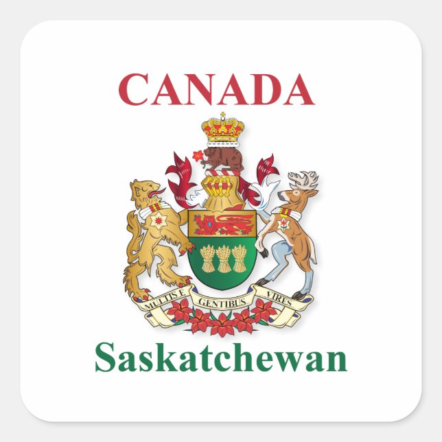 Saskatchewan coat of arms square sticker (Front)