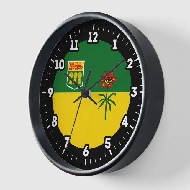 Saskatchewan Flag Graphic Dial Clock (Angle)