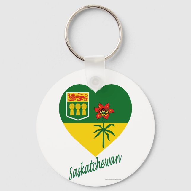 Saskatchewan Flag Heart with Name Keychain (Front)