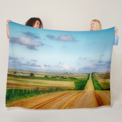 Saskatchewan Prairie Road  Fleece Blanket