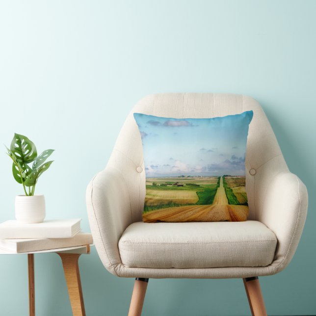 Saskatchewan Prairie Road   Throw Pillow (Chair)