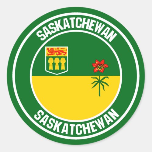 Saskatchewan Round Emblem Classic Round Sticker