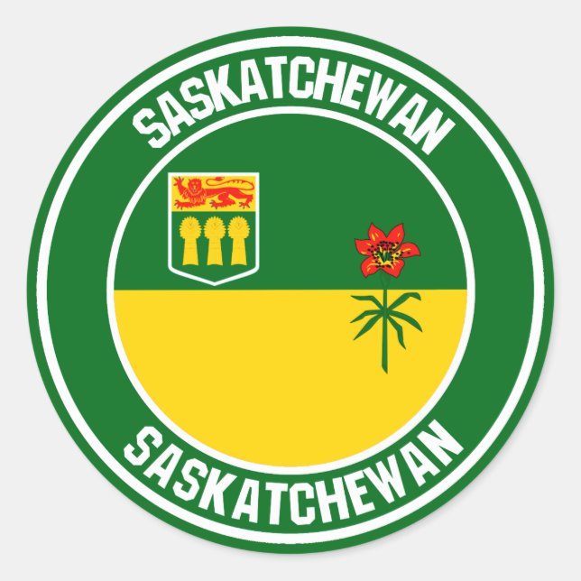 Saskatchewan Round Emblem Classic Round Sticker (Front)