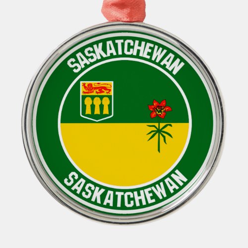Saskatchewan Round Emblem Metal Ornament
