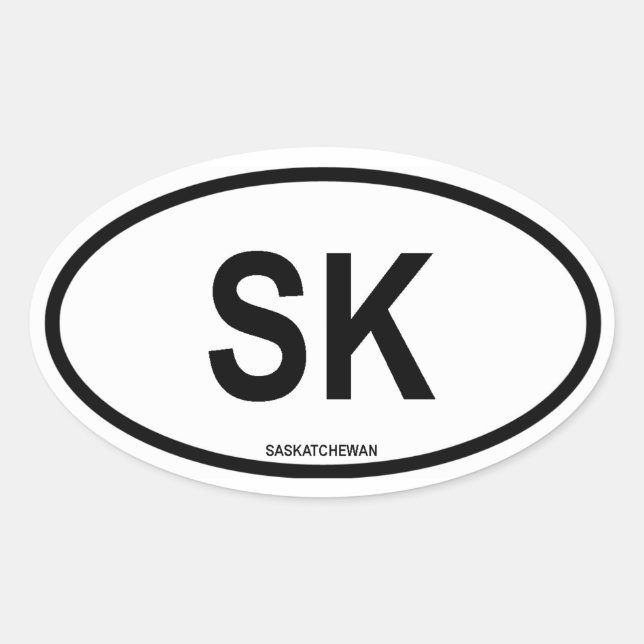 Saskatchewan "SK" Oval Sticker (Front)
