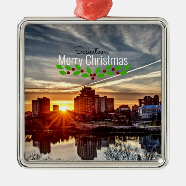 Saskatoon Cityscape  Metal Ornament (Front)