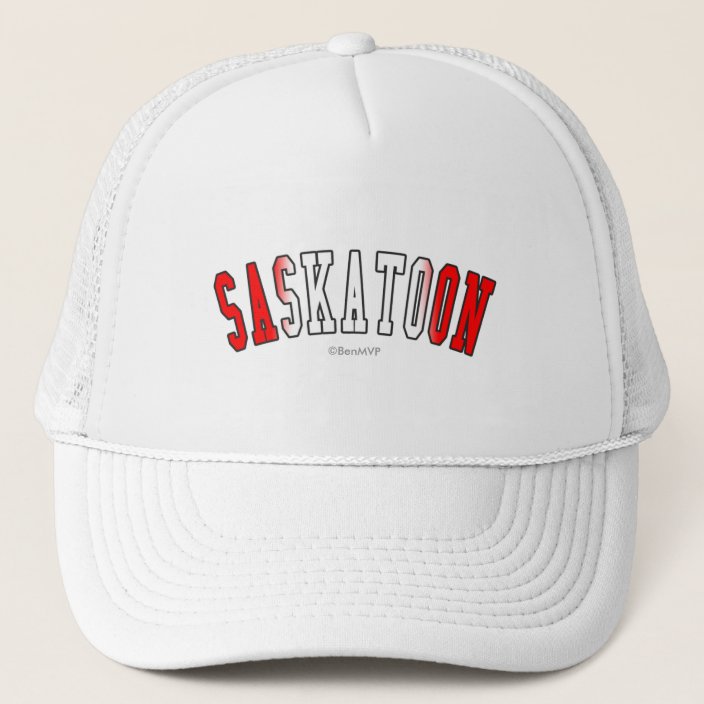 Saskatoon in Canada National Flag Colors Trucker Hat