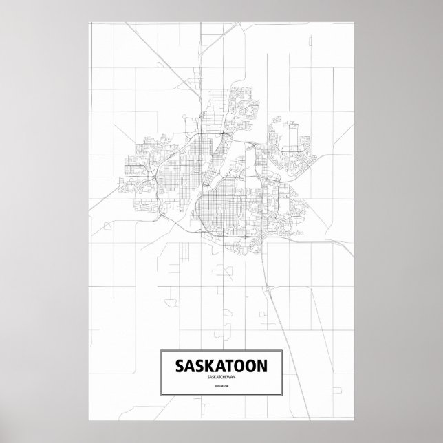 Saskatoon, Saskatchewan (black on white) Poster (Front)
