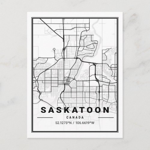 Saskatoon Saskatchewan Canada  Travel City Map Postcard