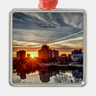 Saskatoon Sunset Metal Ornament