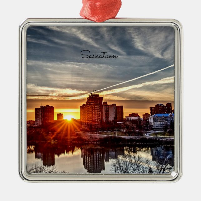 Saskatoon Sunset Metal Ornament (Front)