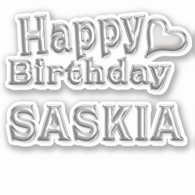 Saskia Happy Birthday silver sticker sticker (Front)
