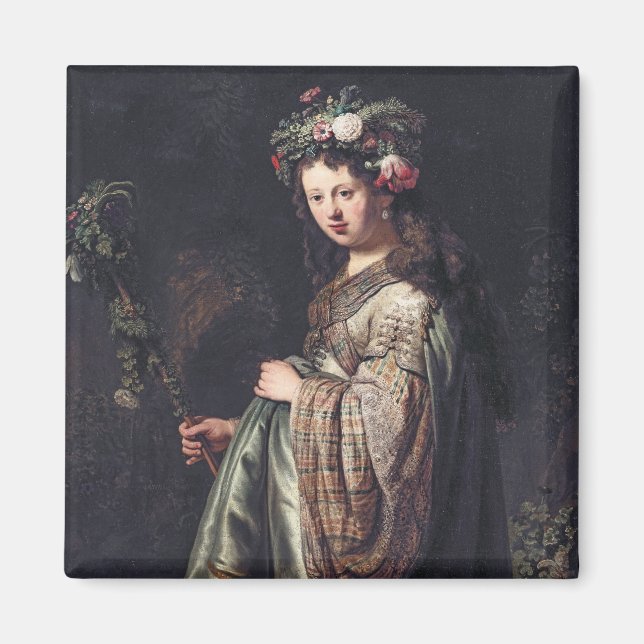 Saskia van Uylenburgh as Flora, Rembrandt, 1634 Magnet (Front)