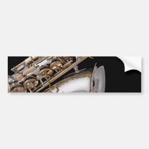 Sasophone On Black Bumper Sticker