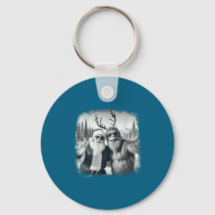 Sasquatch 67 Christmas Tree Funny Santa Bigfoot Keychain