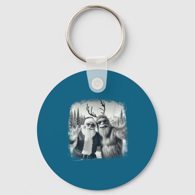 Sasquatch 67 Christmas Tree Funny Santa Bigfoot  Keychain (Front)