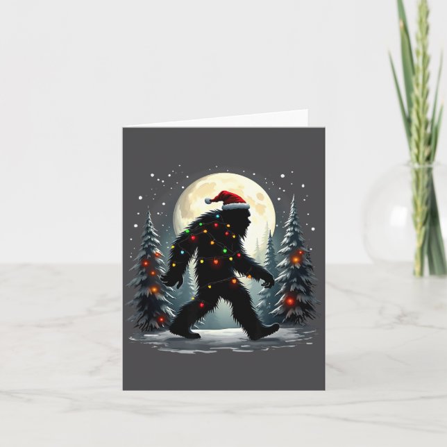 Sasquatch 67 Santa Bigfoot Christmas Tree Funny  Card (Front)