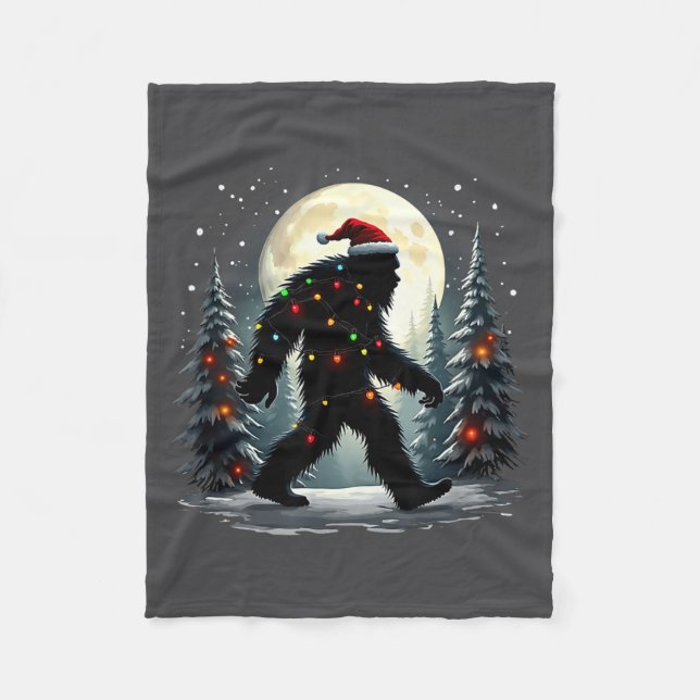 Sasquatch 67 Santa Bigfoot Christmas Tree Funny  Fleece Blanket (Front)