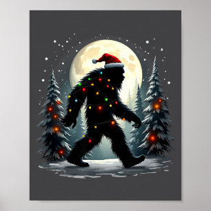 Sasquatch 67 Santa Bigfoot Christmas Tree Funny  Poster