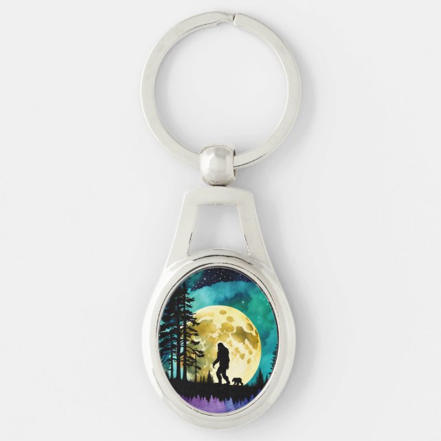 Sasquatch and Bear on the mountain Keychain (Front)