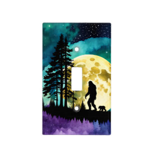 Sasquatch and Bear on the mountain Light Switch Cover