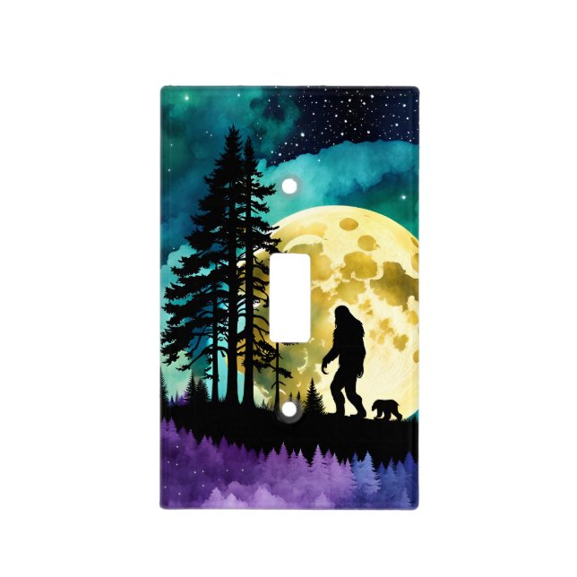 Sasquatch and Bear on the mountain Light Switch Cover (Front)