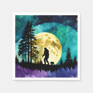 Sasquatch and Bear on the mountain *personalize* Napkins