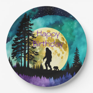 Sasquatch and Bear on the mountain *personalize* Paper Plates