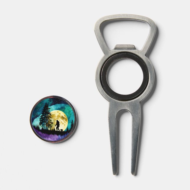 Sasquatch and  Bear walking on the mountain Divot Tool (Front (Open))