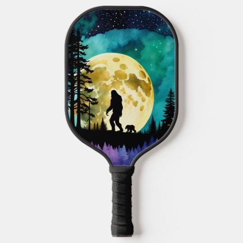 Sasquatch and  Bear walking on the mountain Pickleball Paddle