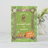 Sasquatch and Camo Camp Out Birthday Party Invitation (Standing Front)